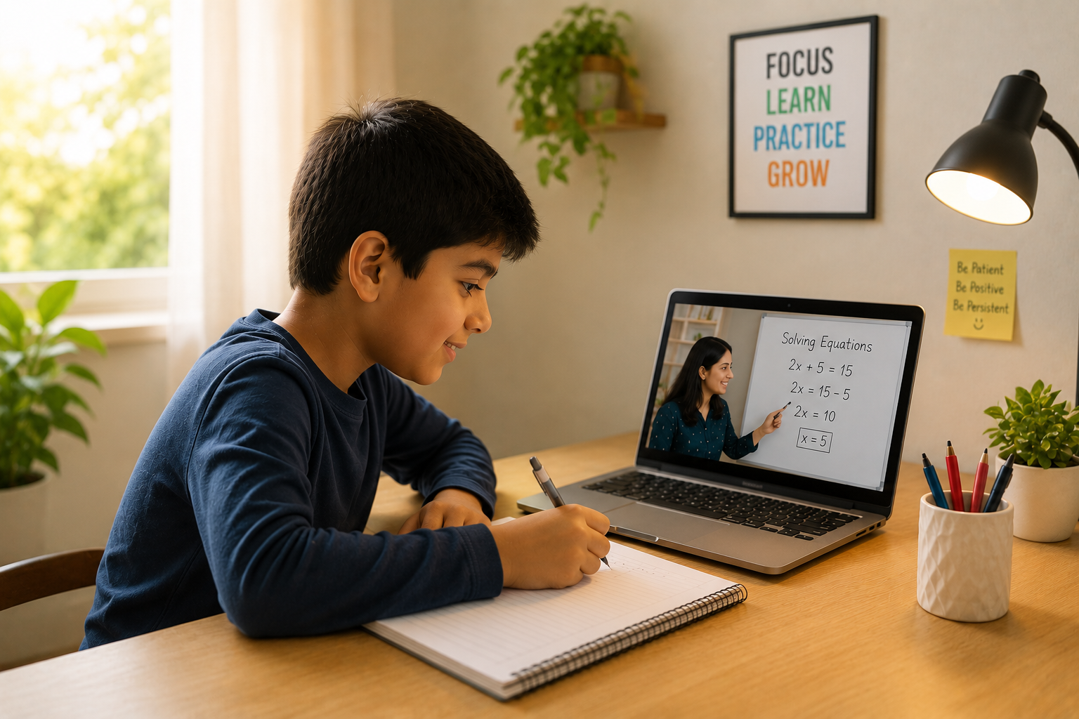 Student learning math online